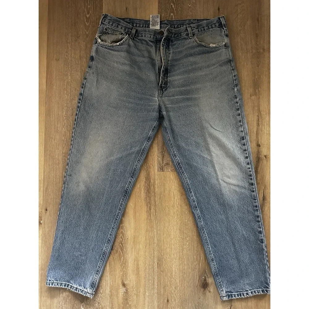 Carhartt Work Jean 42x32 Relaxed Fit Distressed Utility Workwear Carpenter Denim